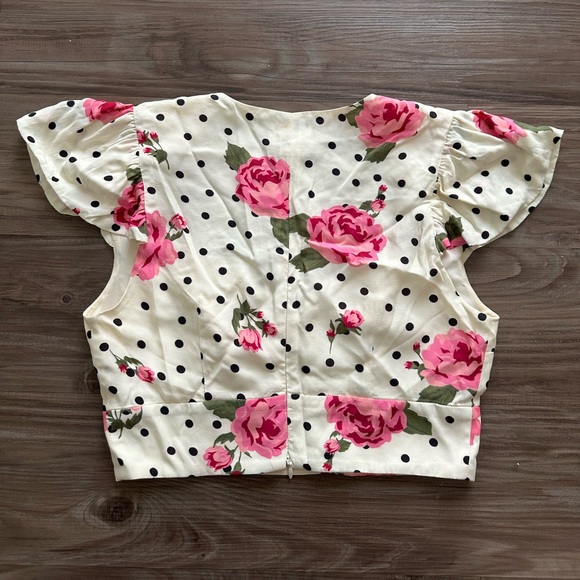 Revolve LPA Tracy crop top white, polka dot, floral - Picture 8 of 8
